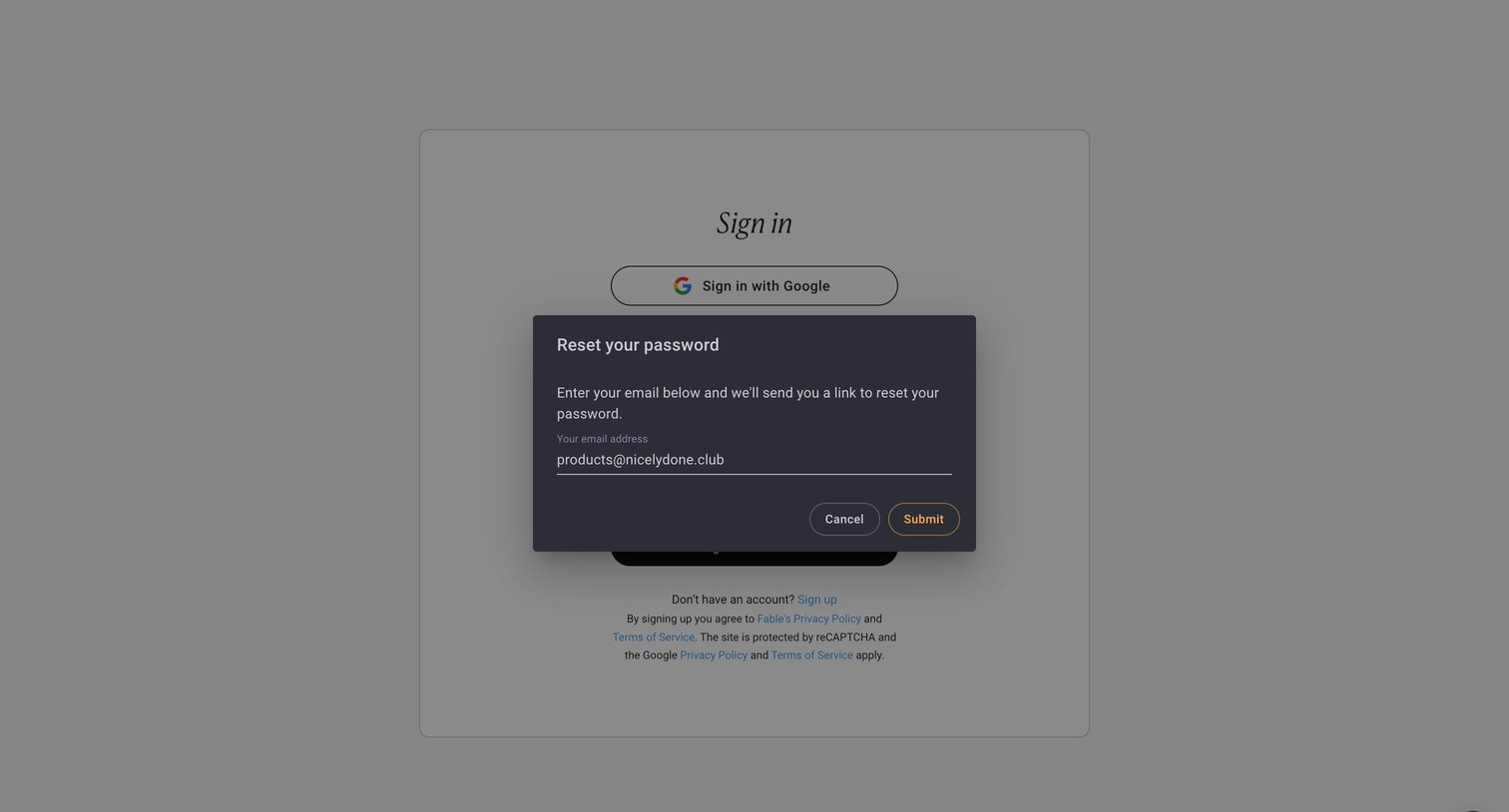 Sign in to your Fable motion design account from Fable