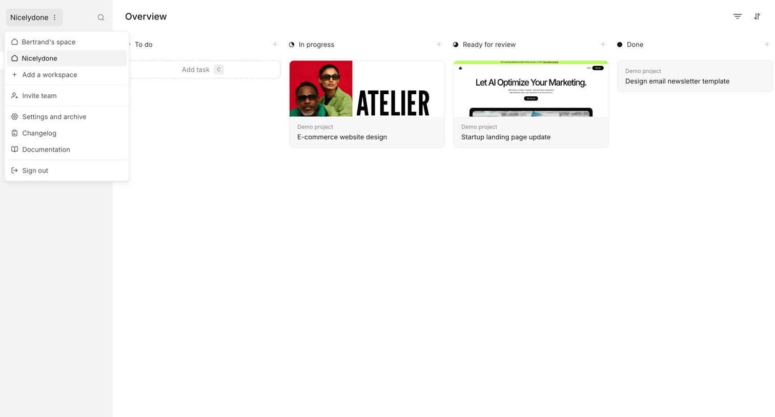 Workflow screen