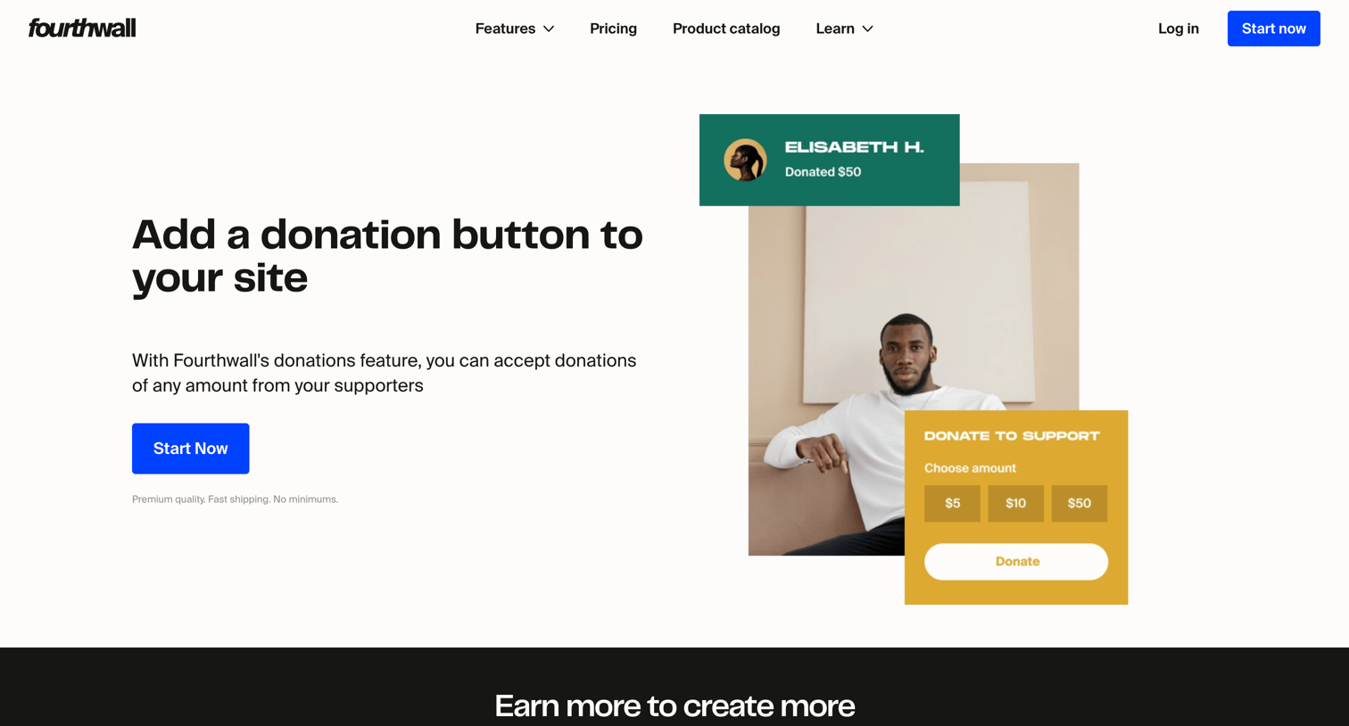 Fourthwall - Donations screen