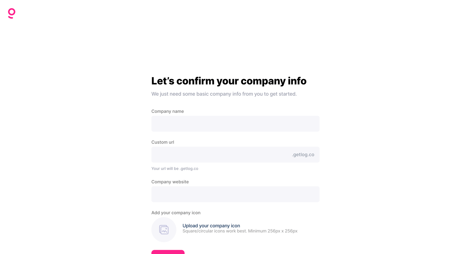 Getlog - Getlog - Company info screen