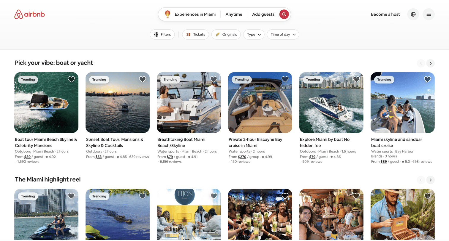 Airbnb - Things to Do in Miami | 5-Star Authentic Experiences - Airbnb screen