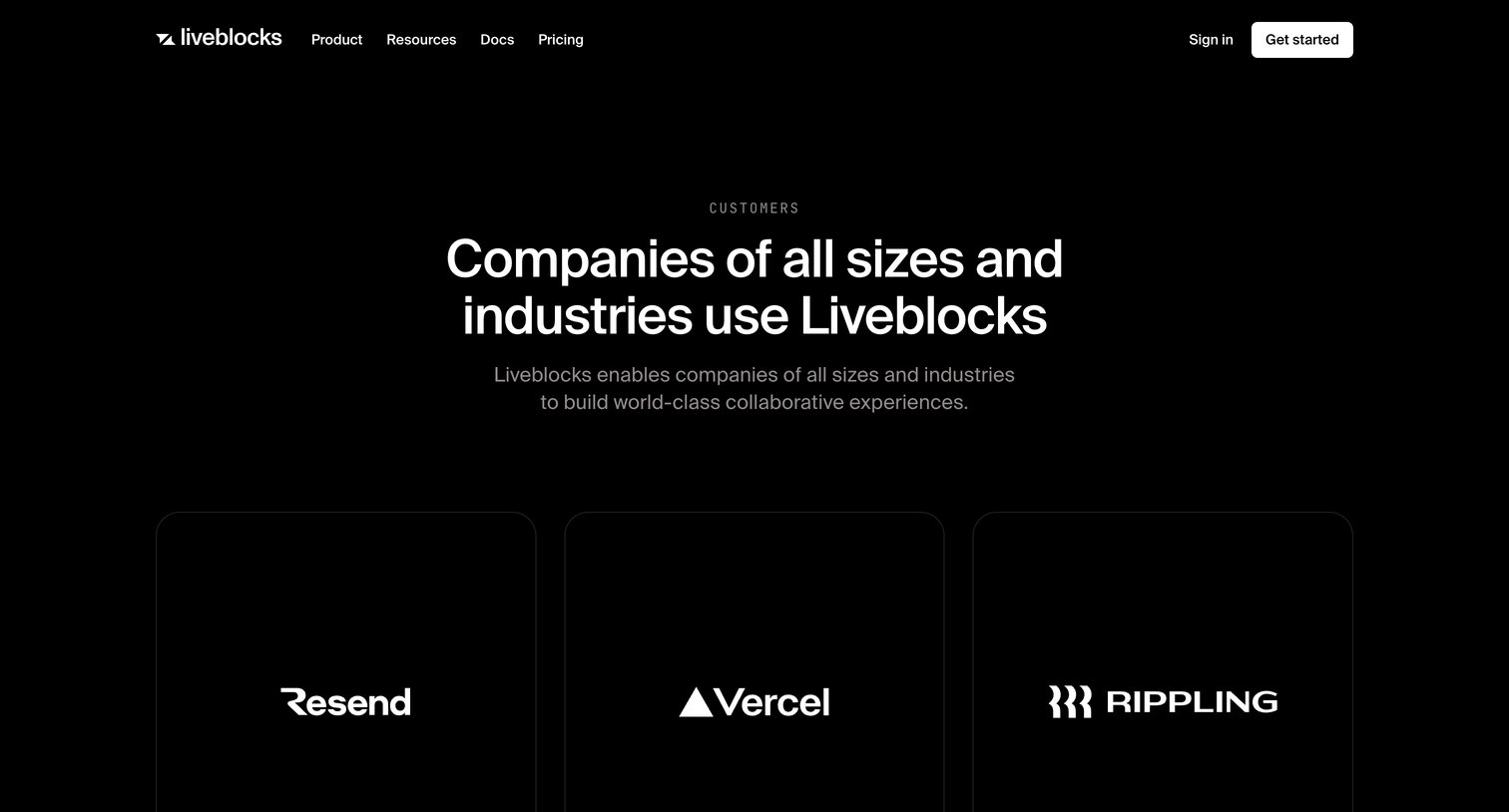 Liveblocks - Customers  Liveblocks screen