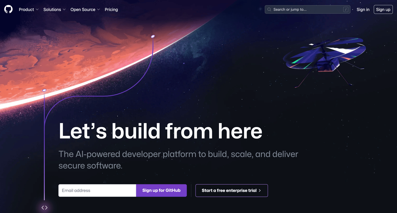 Github - GitHub Let’s build from here · GitHub screen