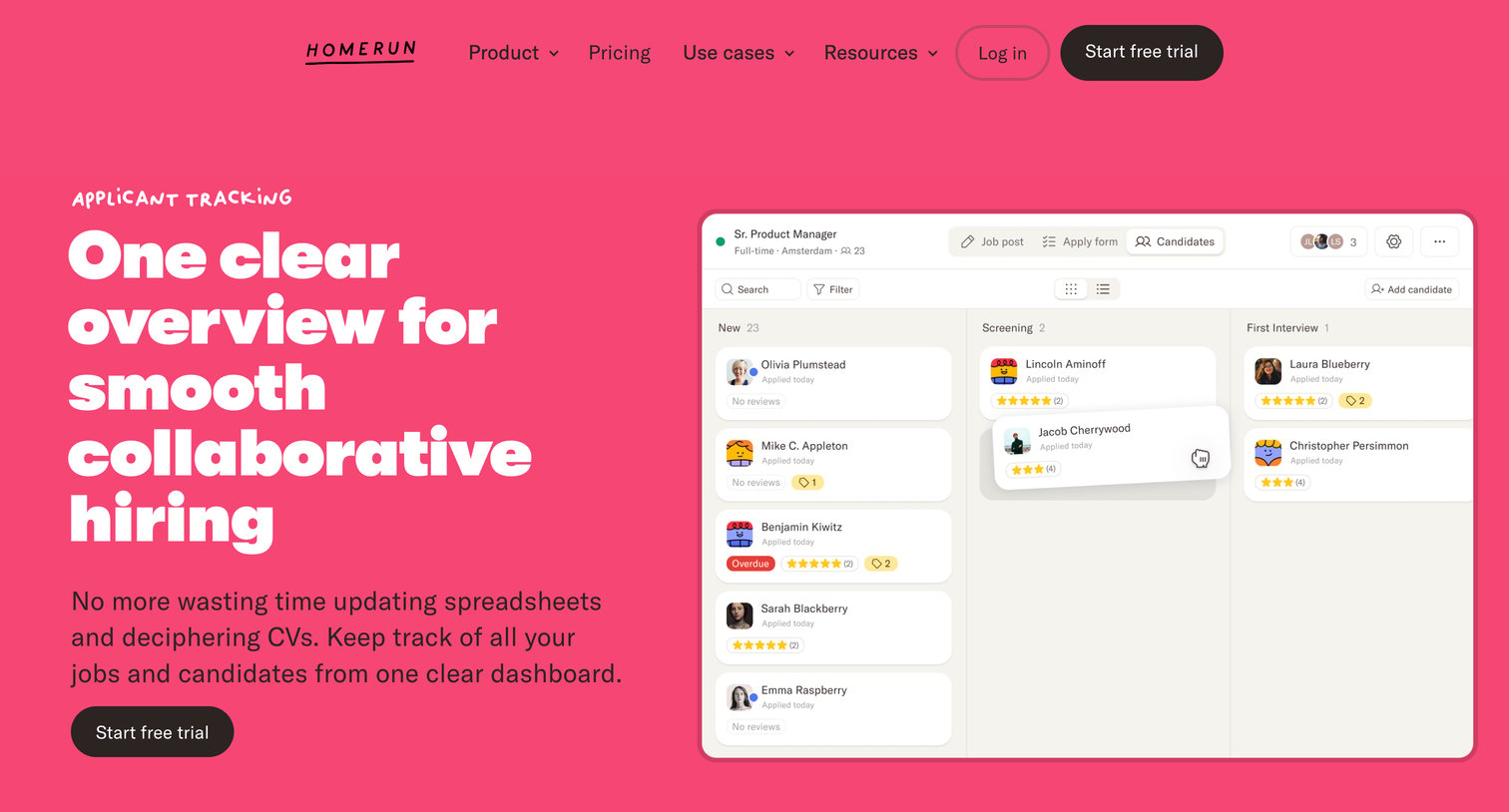 Homerun - An intuitive applicant tracking system ATS for SMBs | Homerun screen