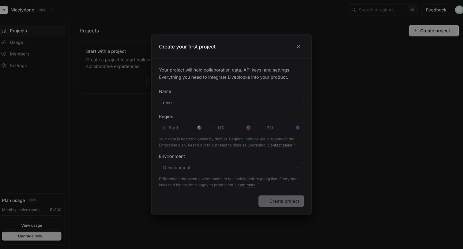 Liveblocks - Nicelydone | Overview screen
