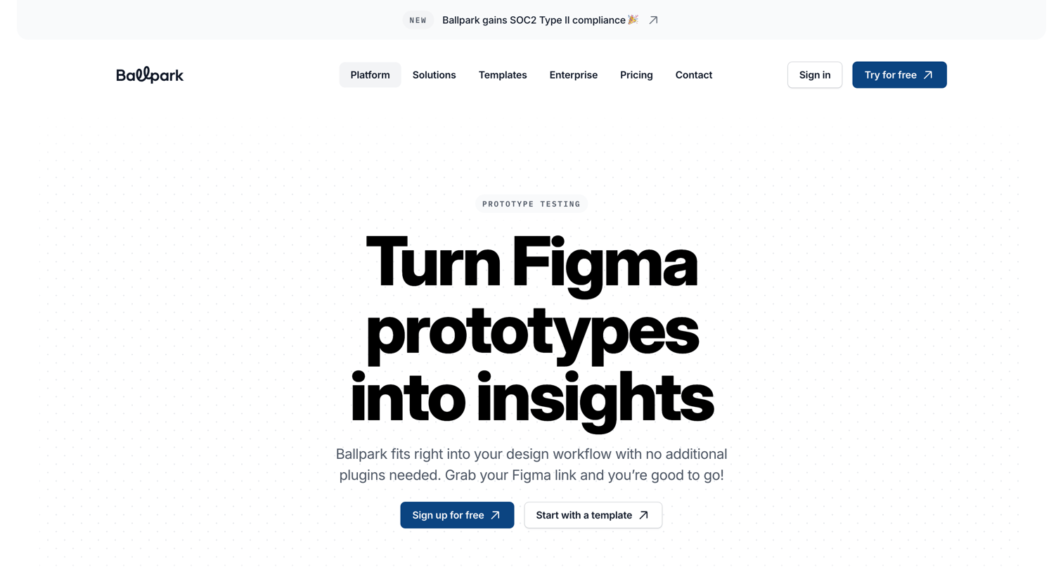 Ballpark - Test and analyse insights from Figma prototypes — Ballpark screen