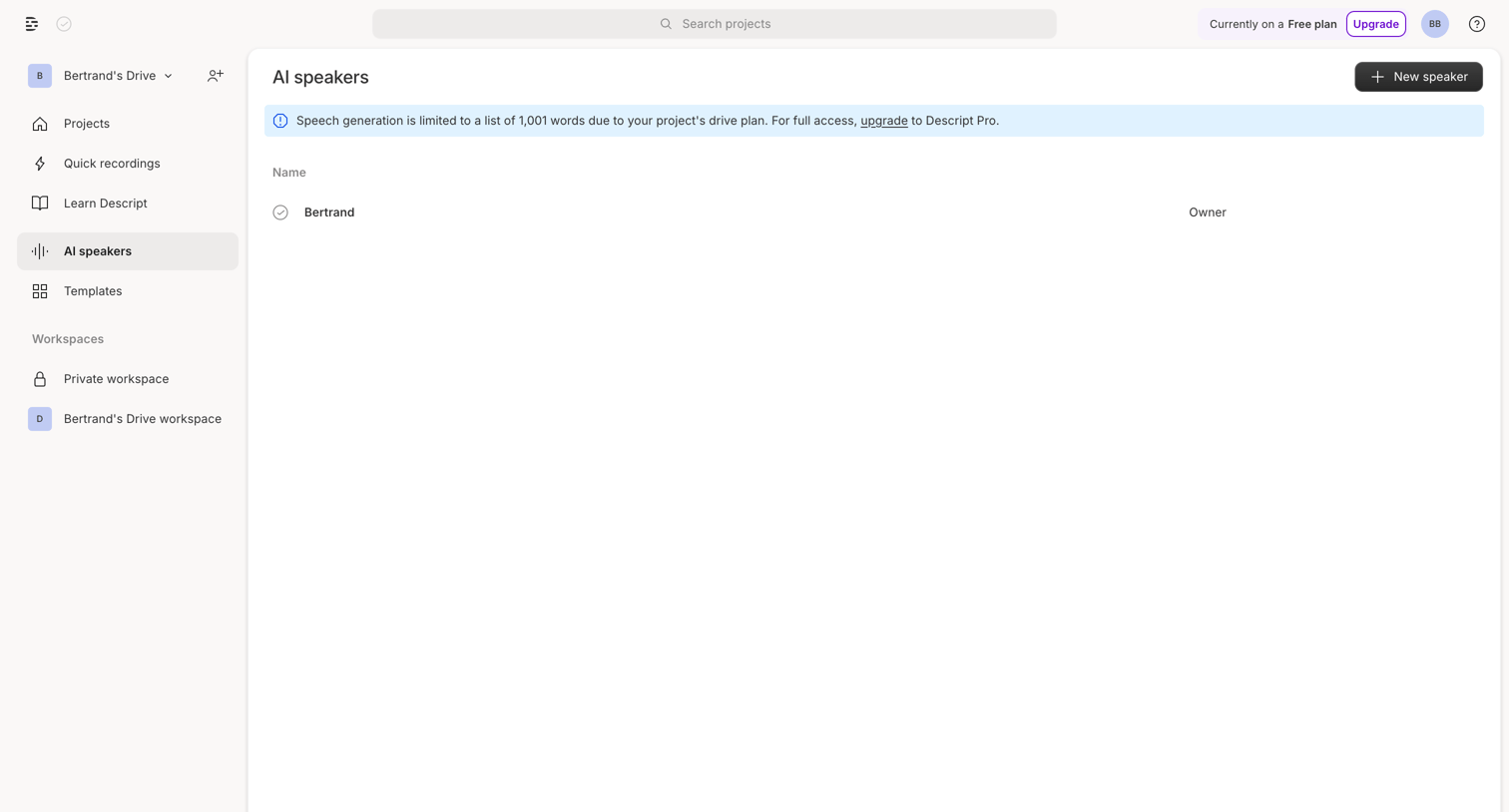 Descript - Drive View | Descript screen