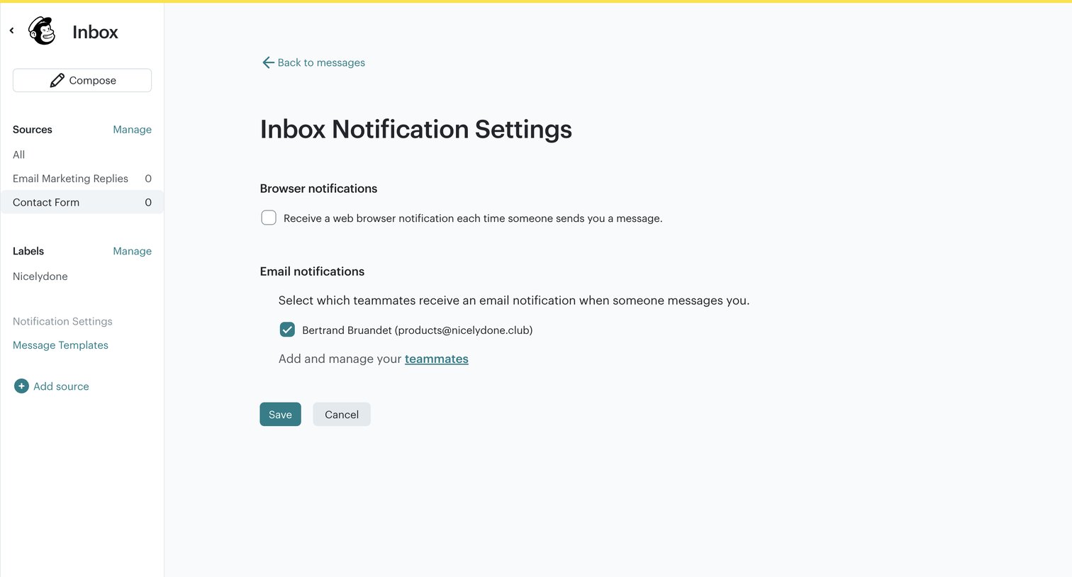 Mailchimp - Inbox | Mailchimp screen