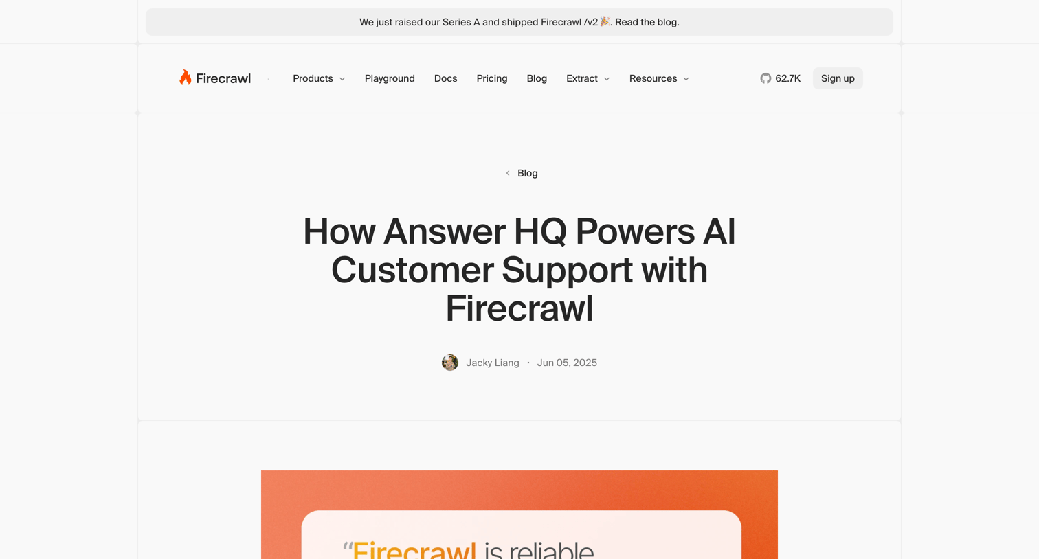 Firecrawl - How Answer HQ Powers AI Customer Support with Firecrawl screen