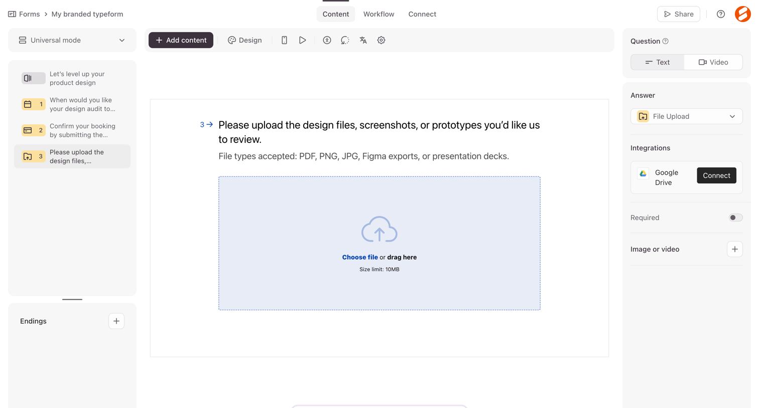 Typeform - Typeform - Create screen