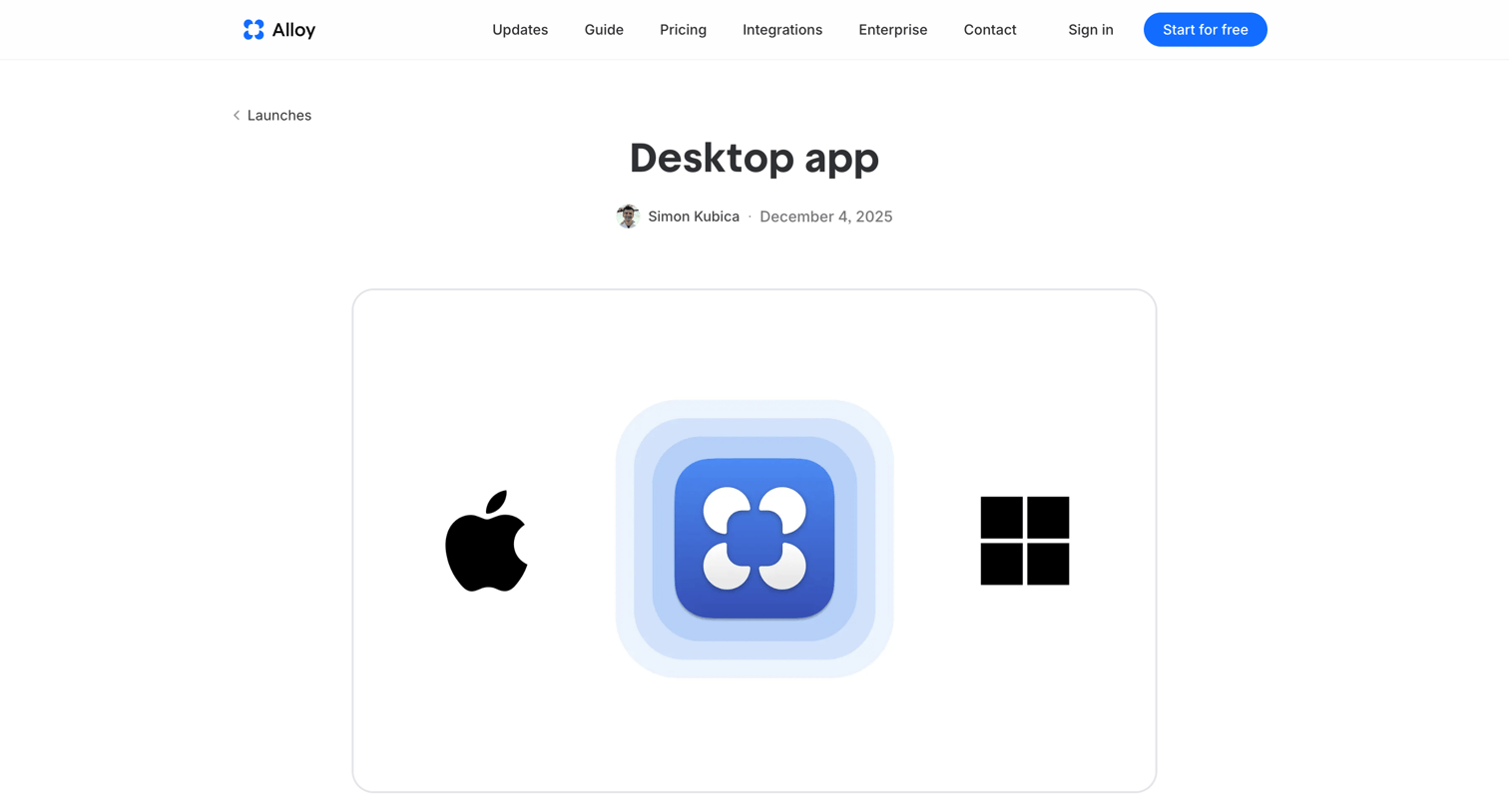 Alloy - Desktop App — AI Prototyping for macOS and Windows | Alloy screen