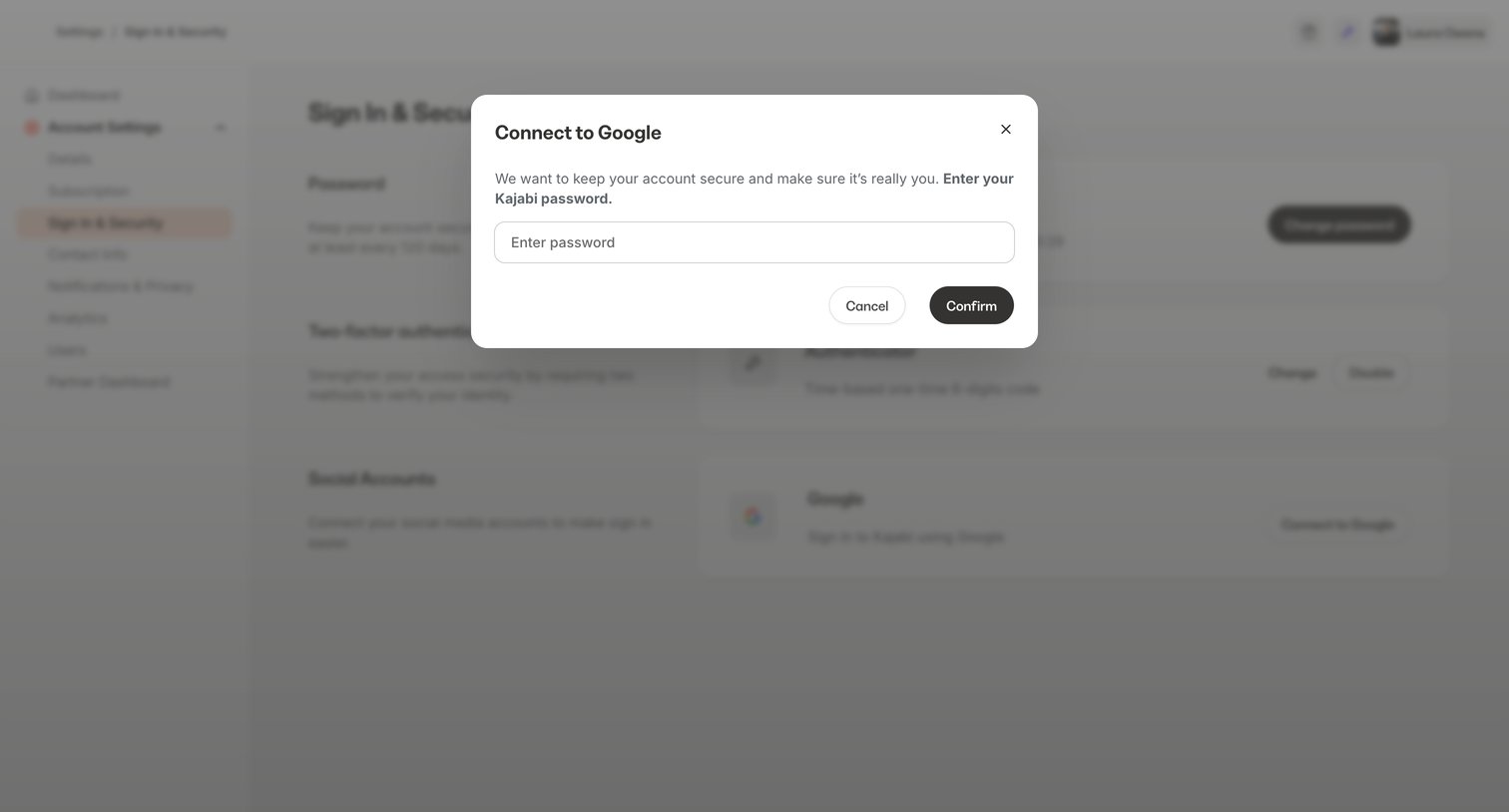 Kajabi - Kajabi - adminsettingssecurity screen