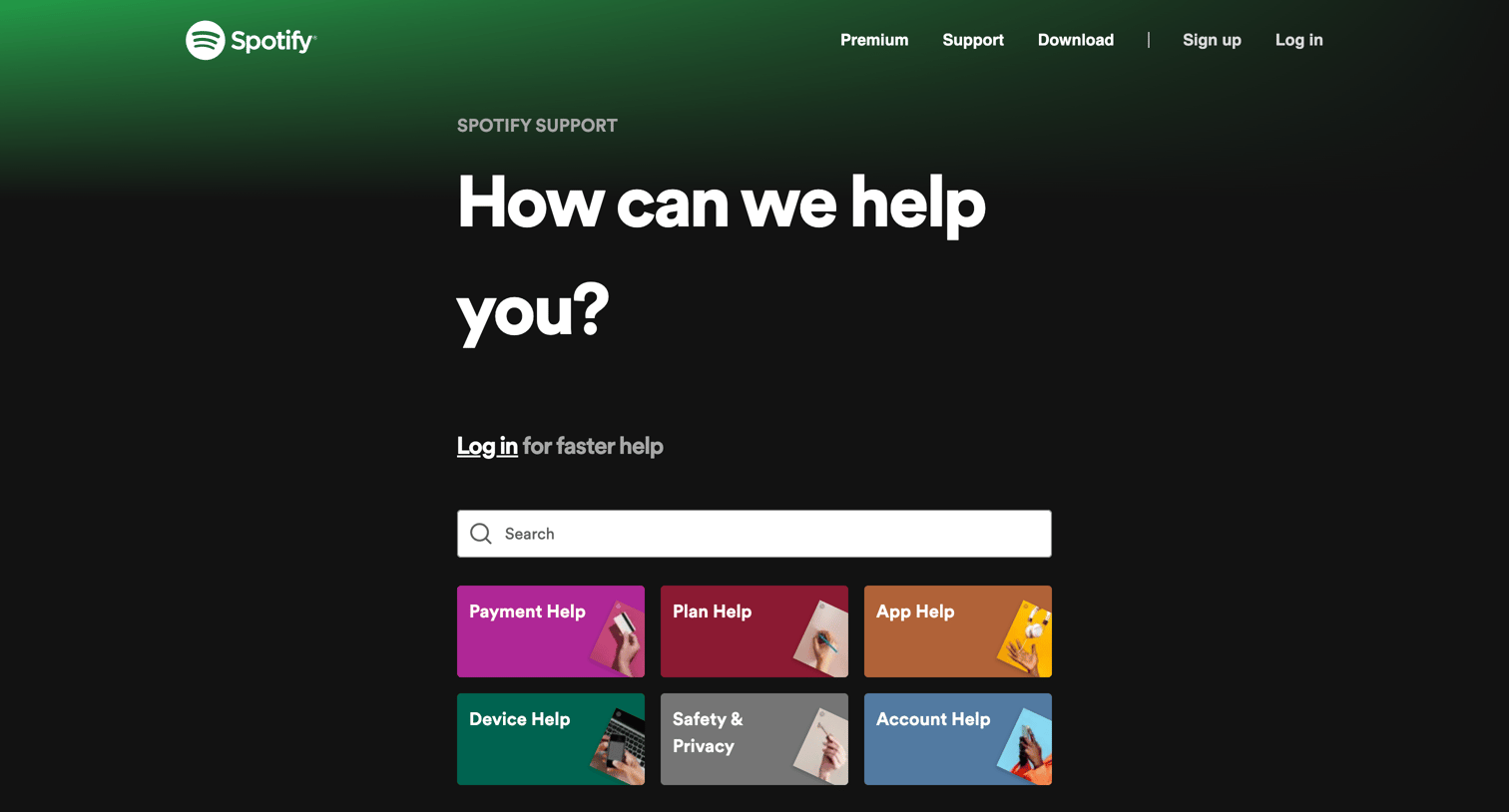 Spotify - Support - Spotify screen