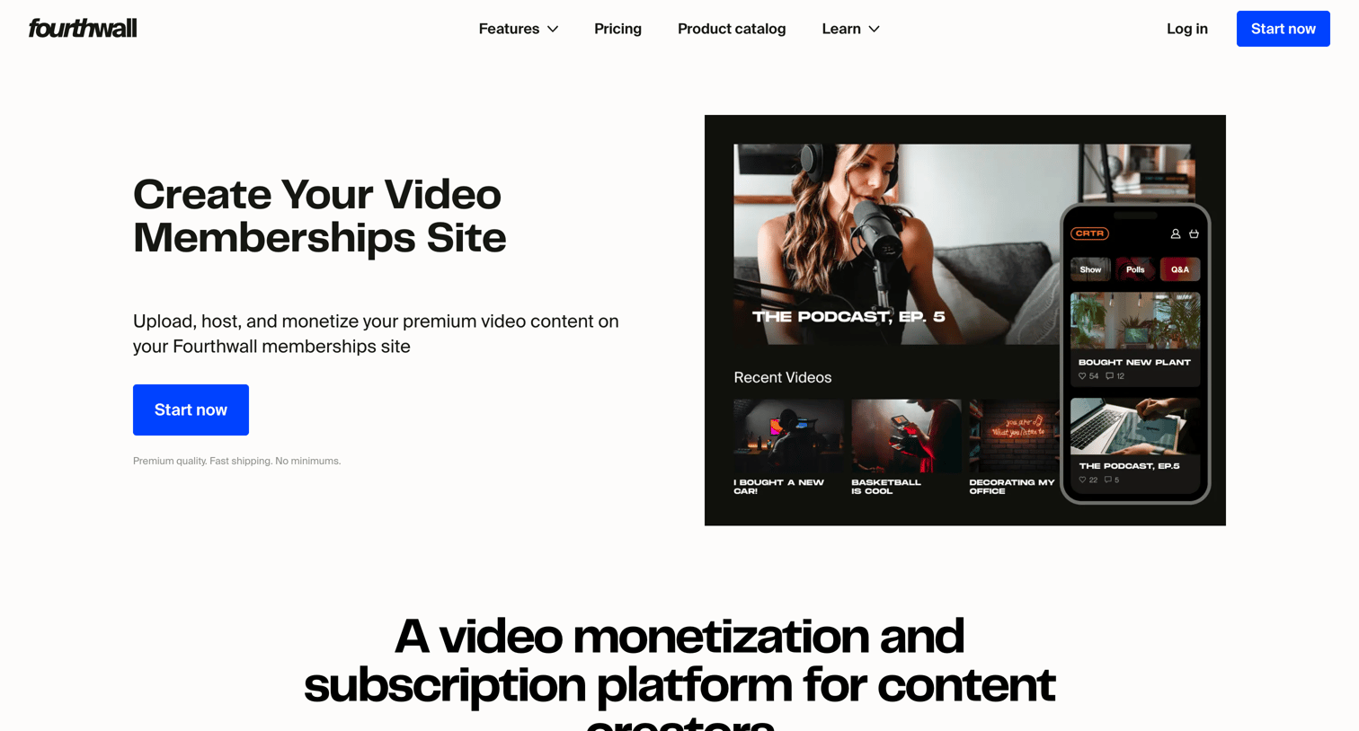 Fourthwall - Video Memberships screen