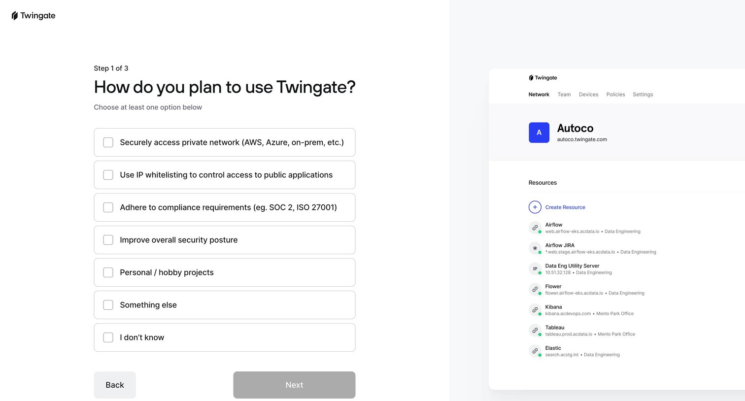 Twingate screen
