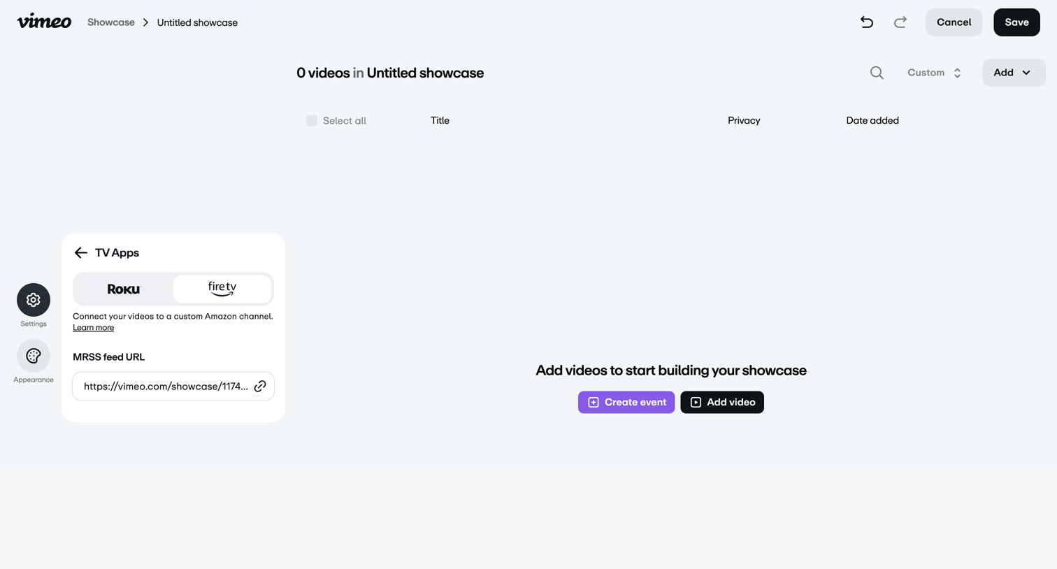 Vimeo - Untitled showcase screen