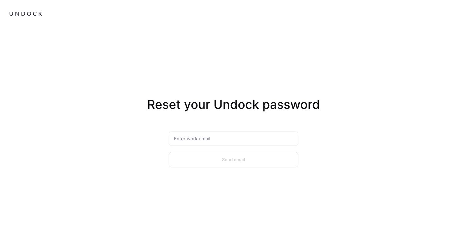 Undock - Reset Password | Undock screen