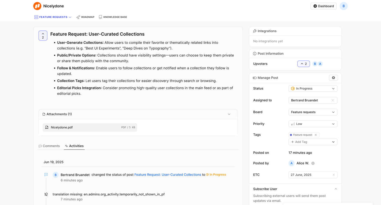 FeatureOS - Feature Request: User-Curated Collections | Nicelydone screen