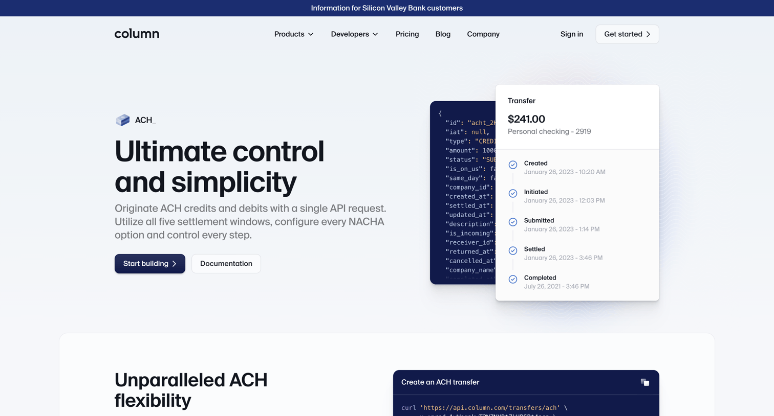 Column - ACH — Column screen