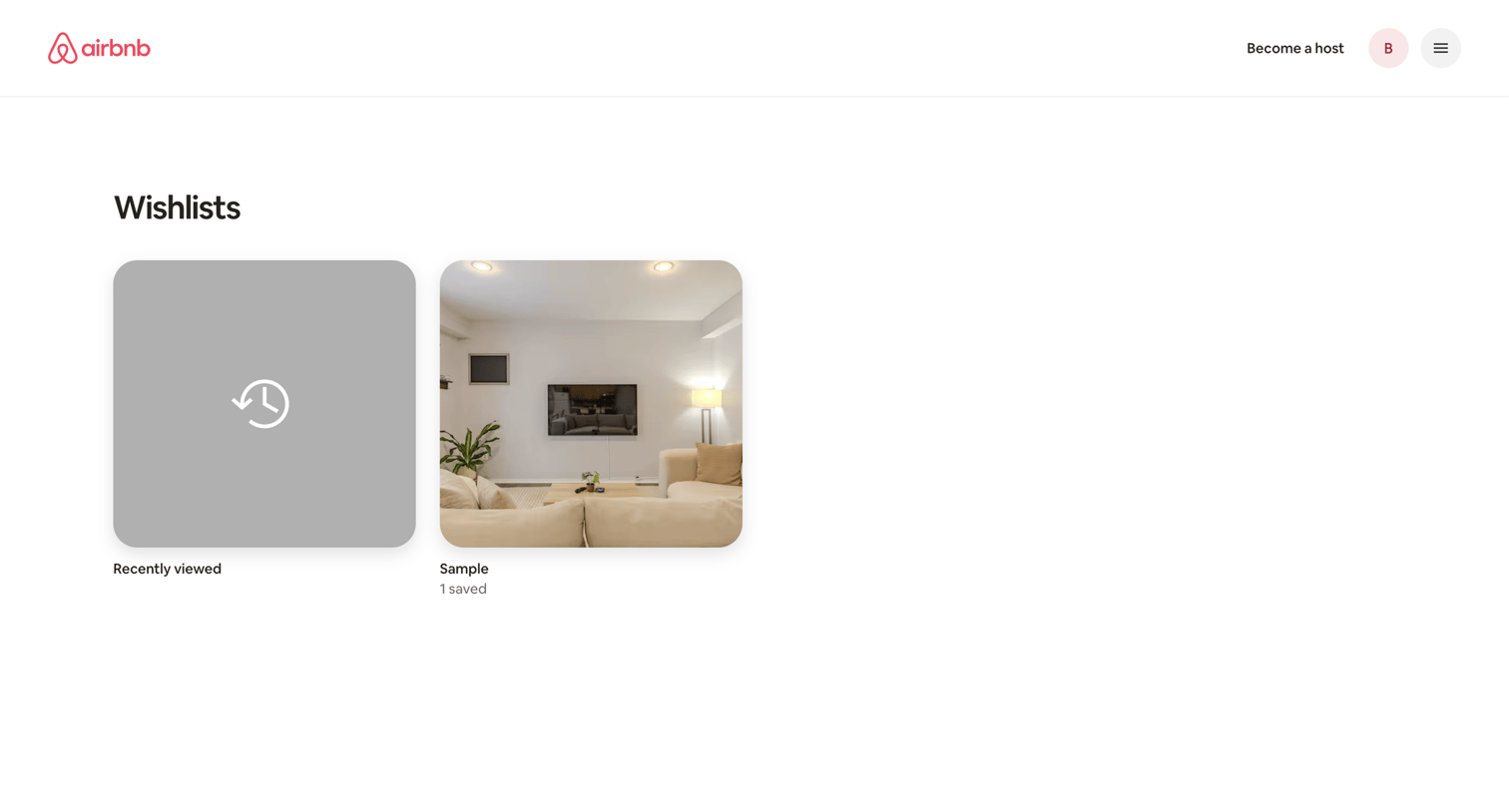 Airbnb - Your lists · Wishlists - Airbnb screen