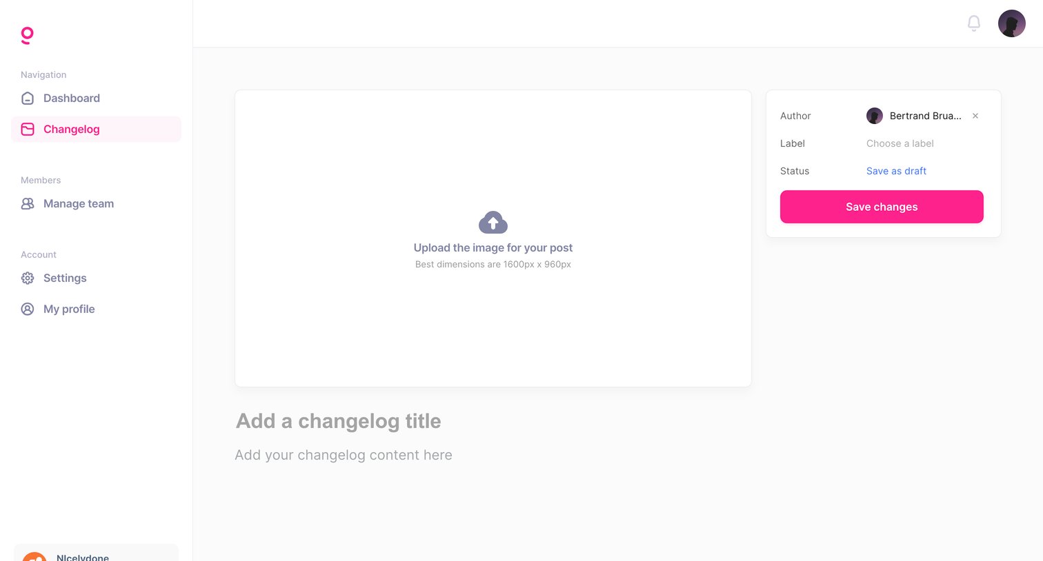 Getlog - Getlog - Changelog screen