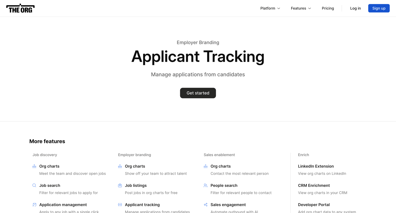 The org - Features - Applicant Tracking  The Org screen