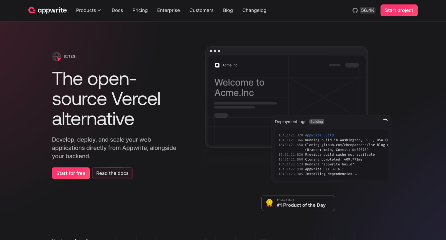 Appwrite - Appwrite Sites - Appwrite screen