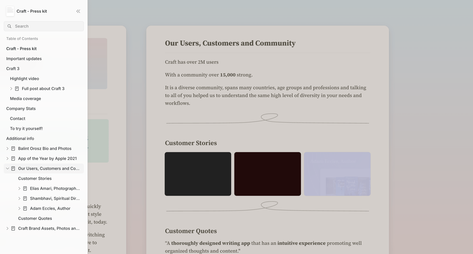 Craft - Craft - Press kit screen