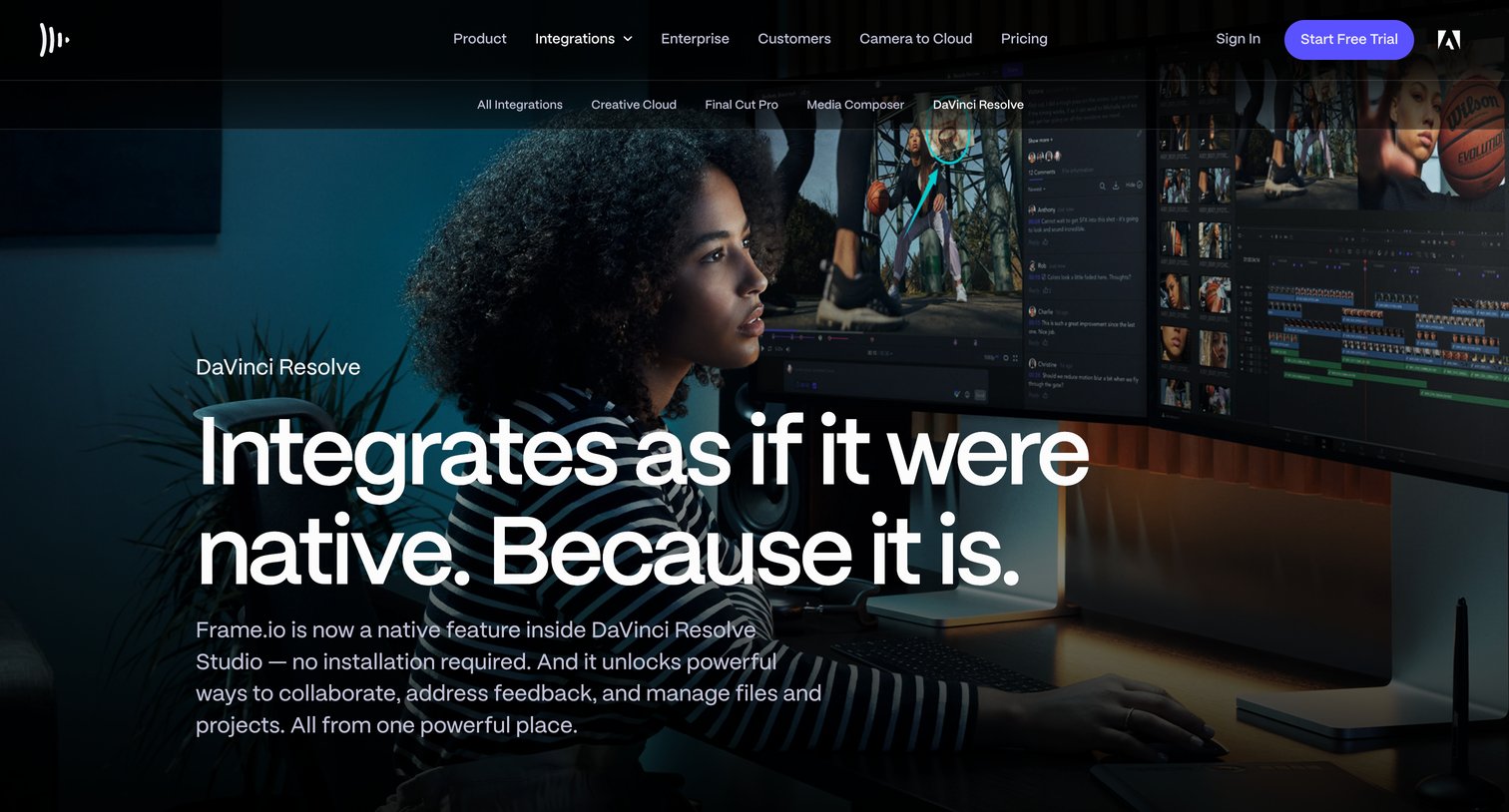 Frame.io - Frame.io | DaVinci Resolve screen
