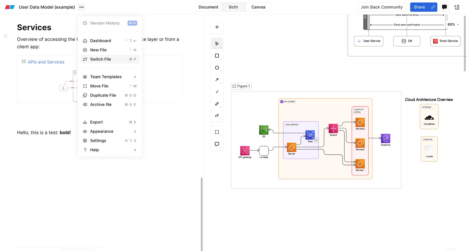 Eraser - User Data Model example — Eraser screen