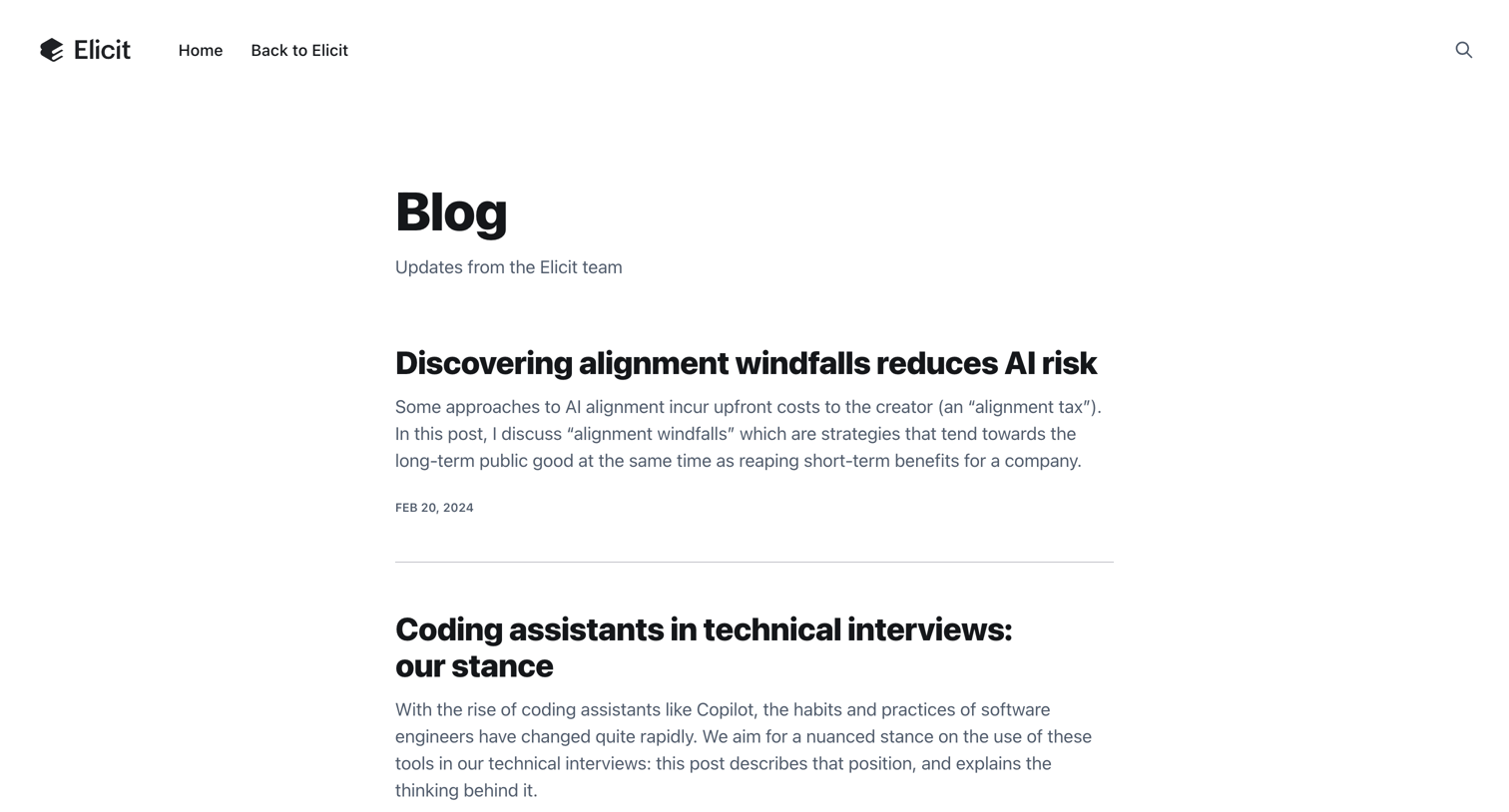 Elicit - Elicit Blog screen