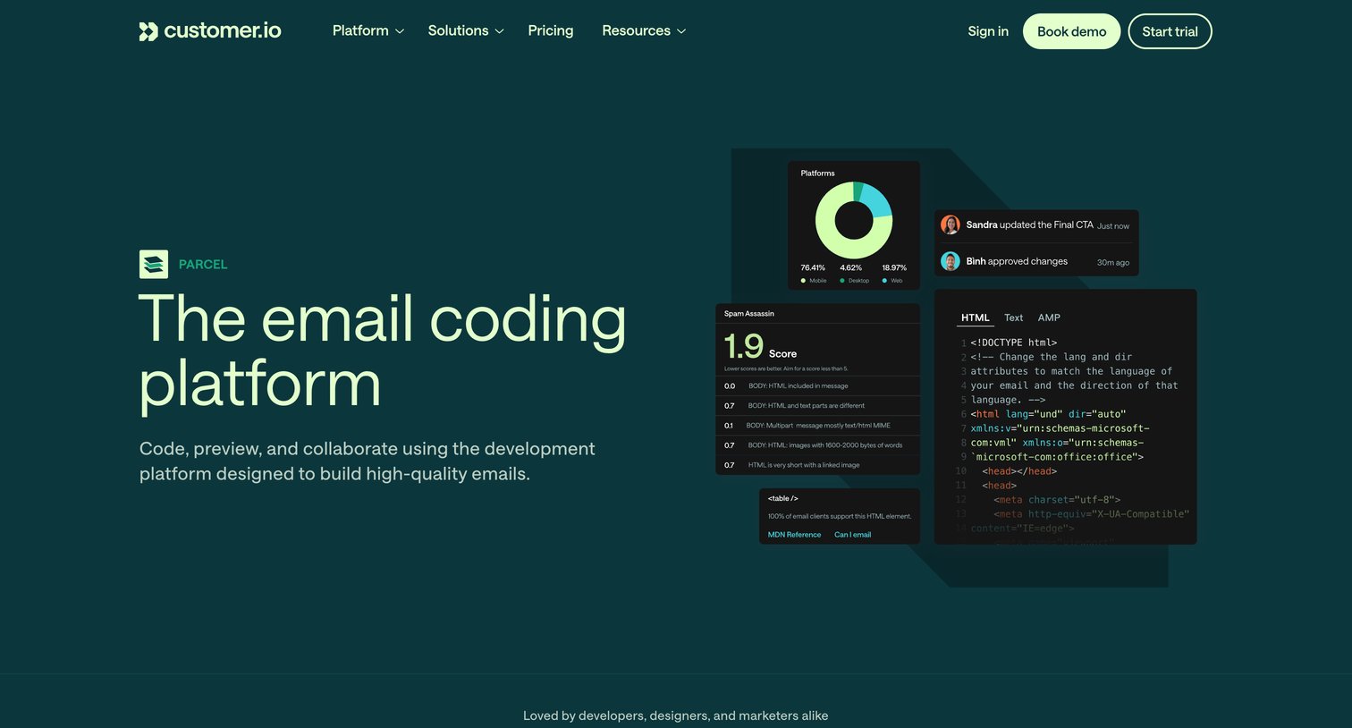Customer.io - Parcel The Email Coding Platform | Customer.io screen