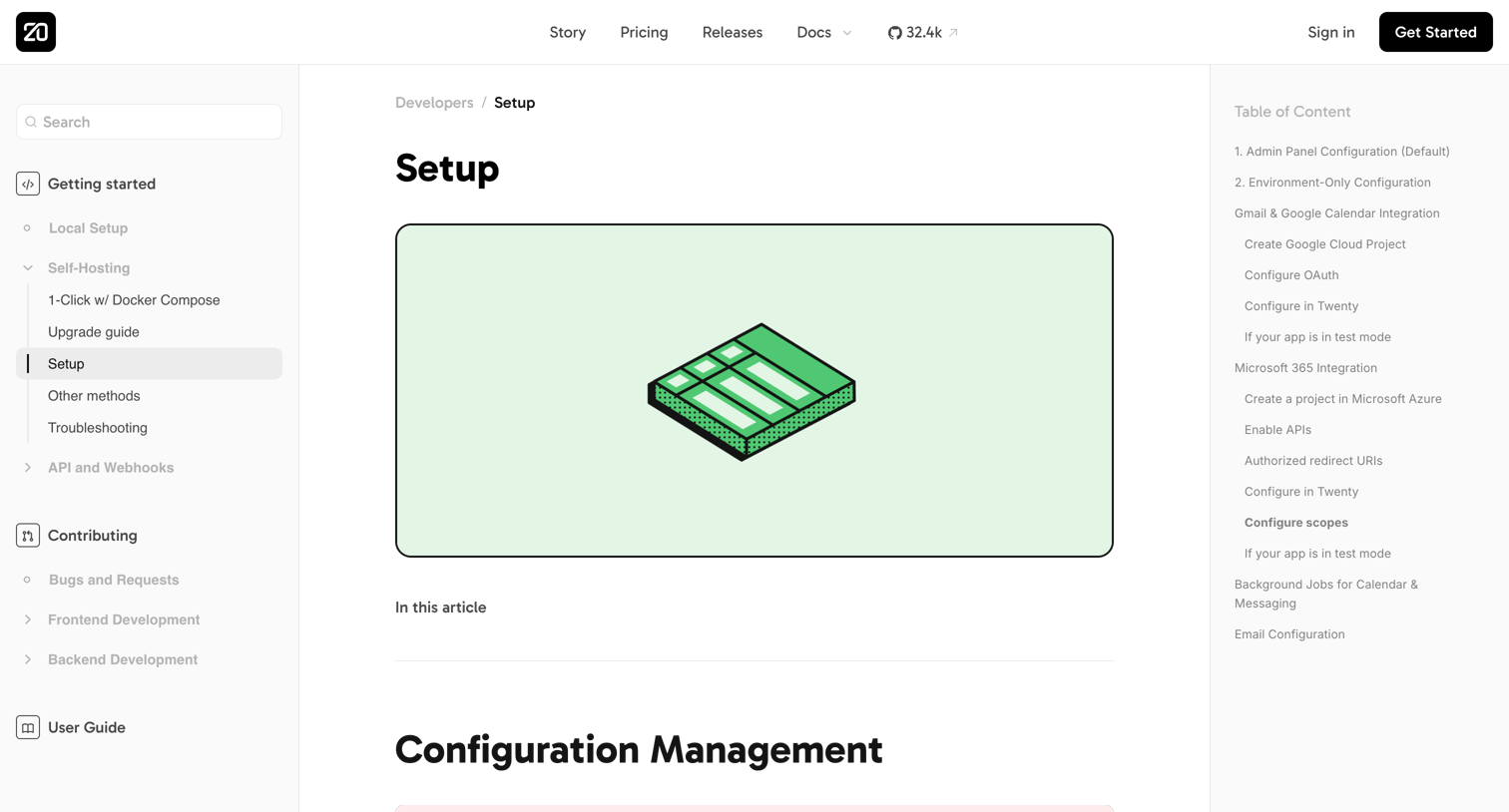 Twenty - Twenty - Setup screen