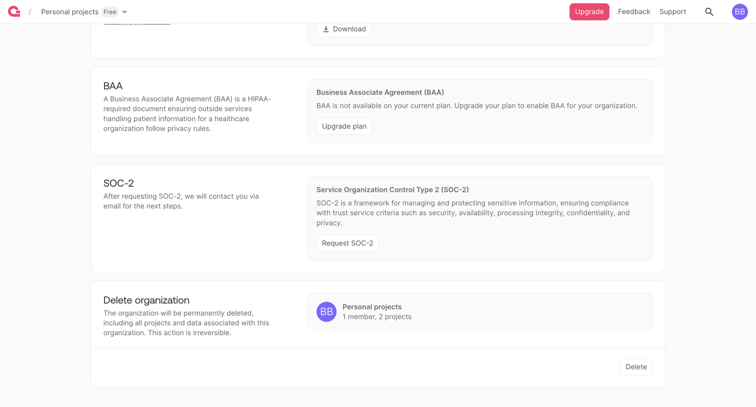 Appwrite - Organizations - Appwrite screen
