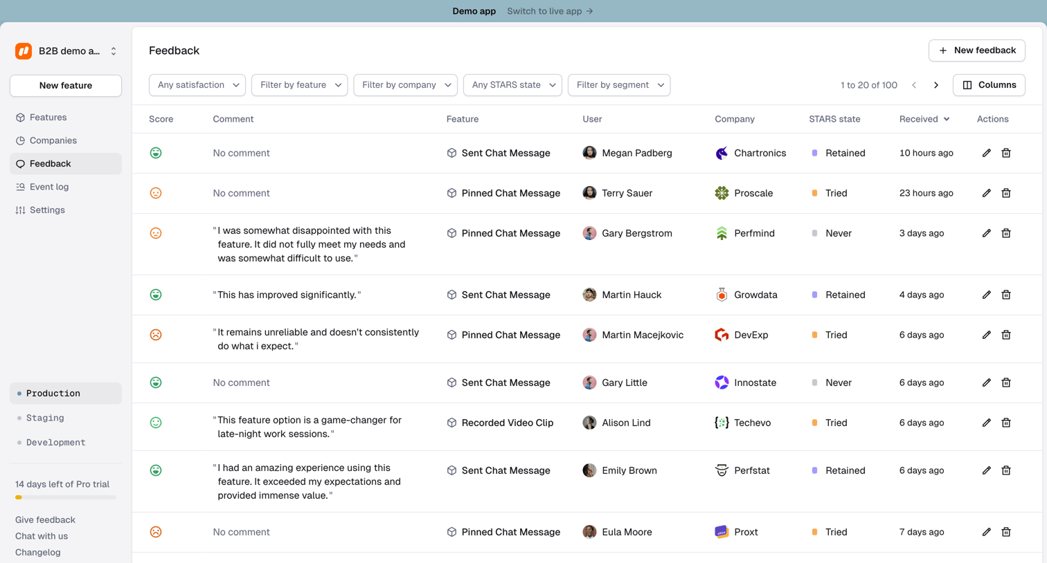 Reflag - Feedback screen