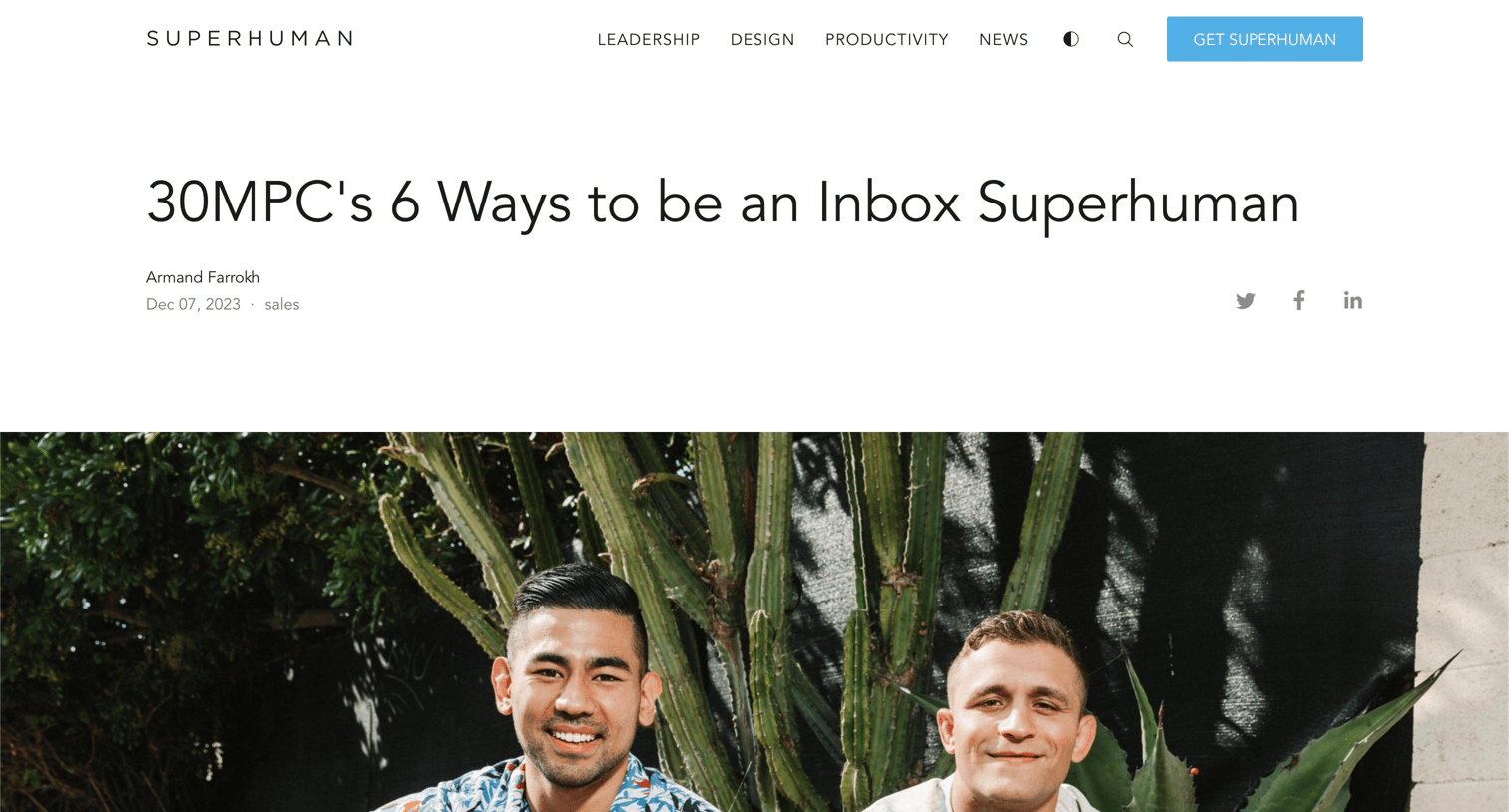 Superhuman - 30MPCs 6 Ways to be an Inbox Superhuman screen