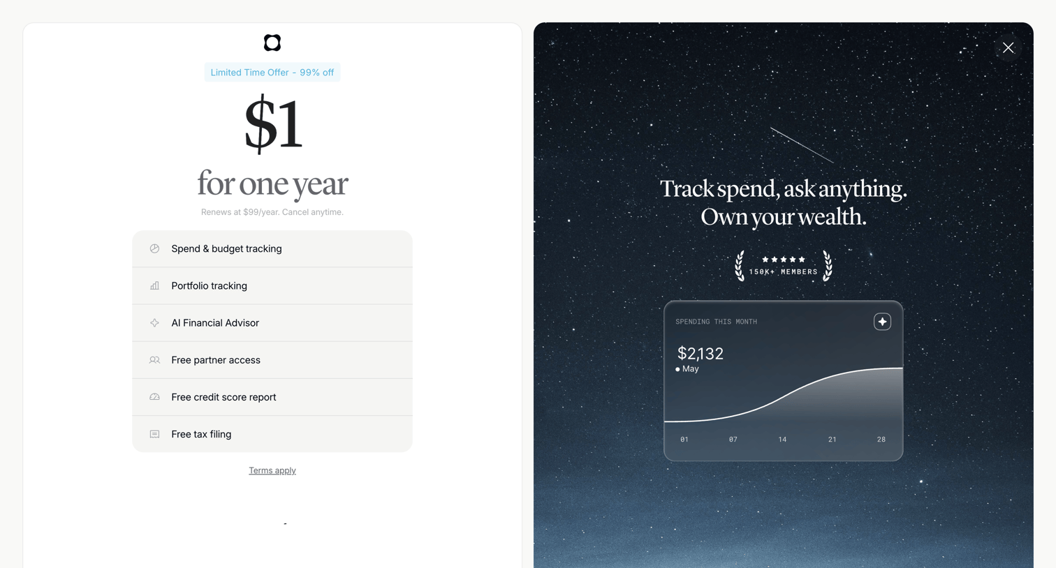 Origin Financial screen