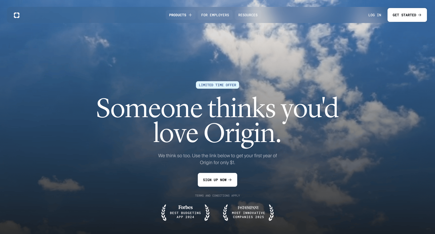 Origin Financial - You've been invited to try Origin screen