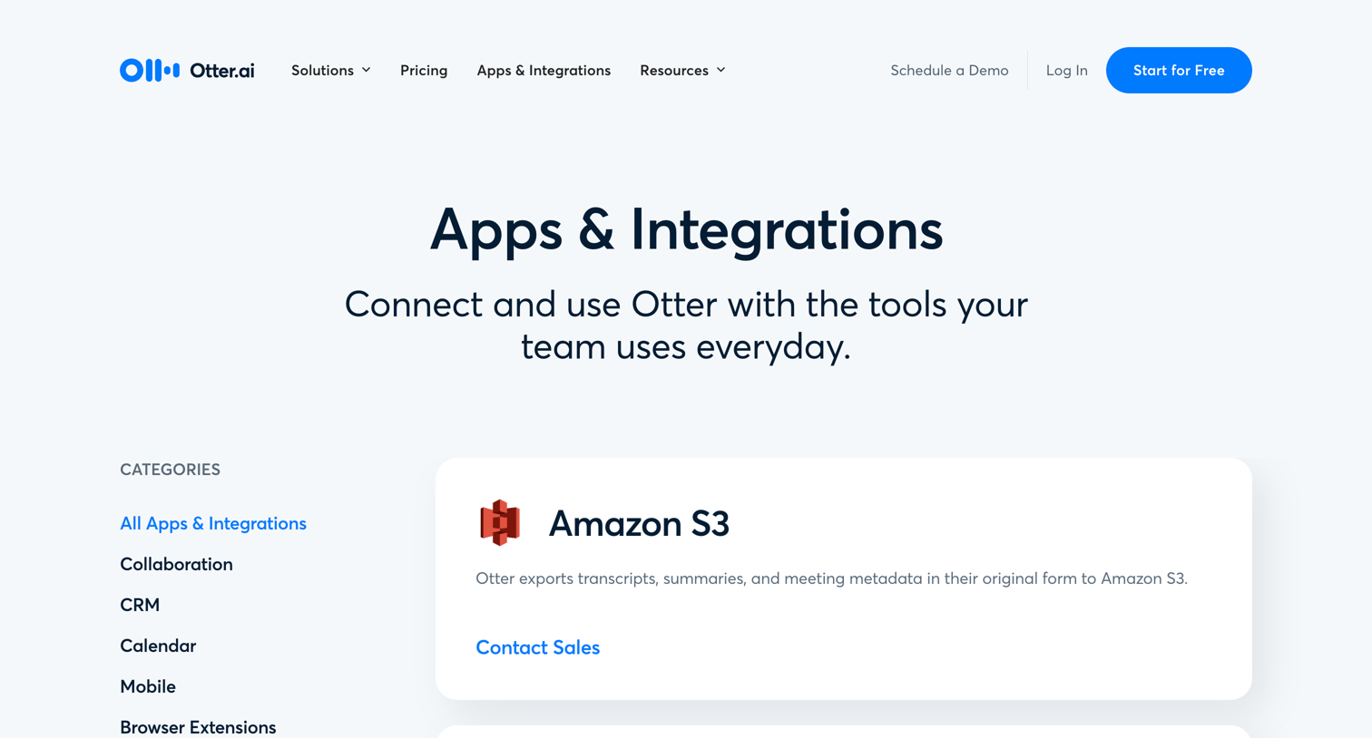 Otter - Otter.ai Integrations Integrate with Your Favorite Tools! screen