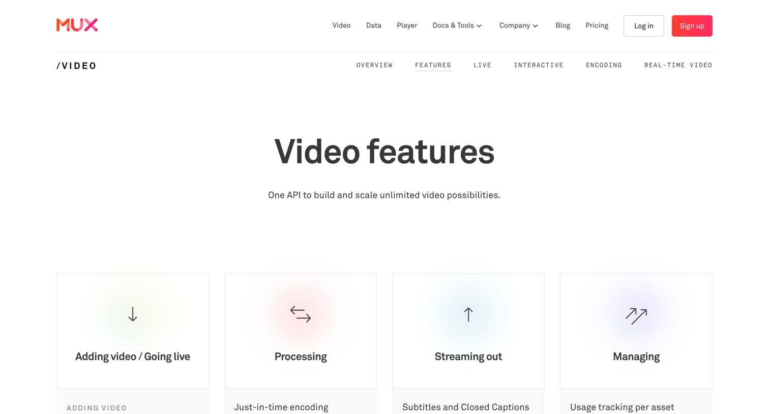 Mux - Features | Mux screen