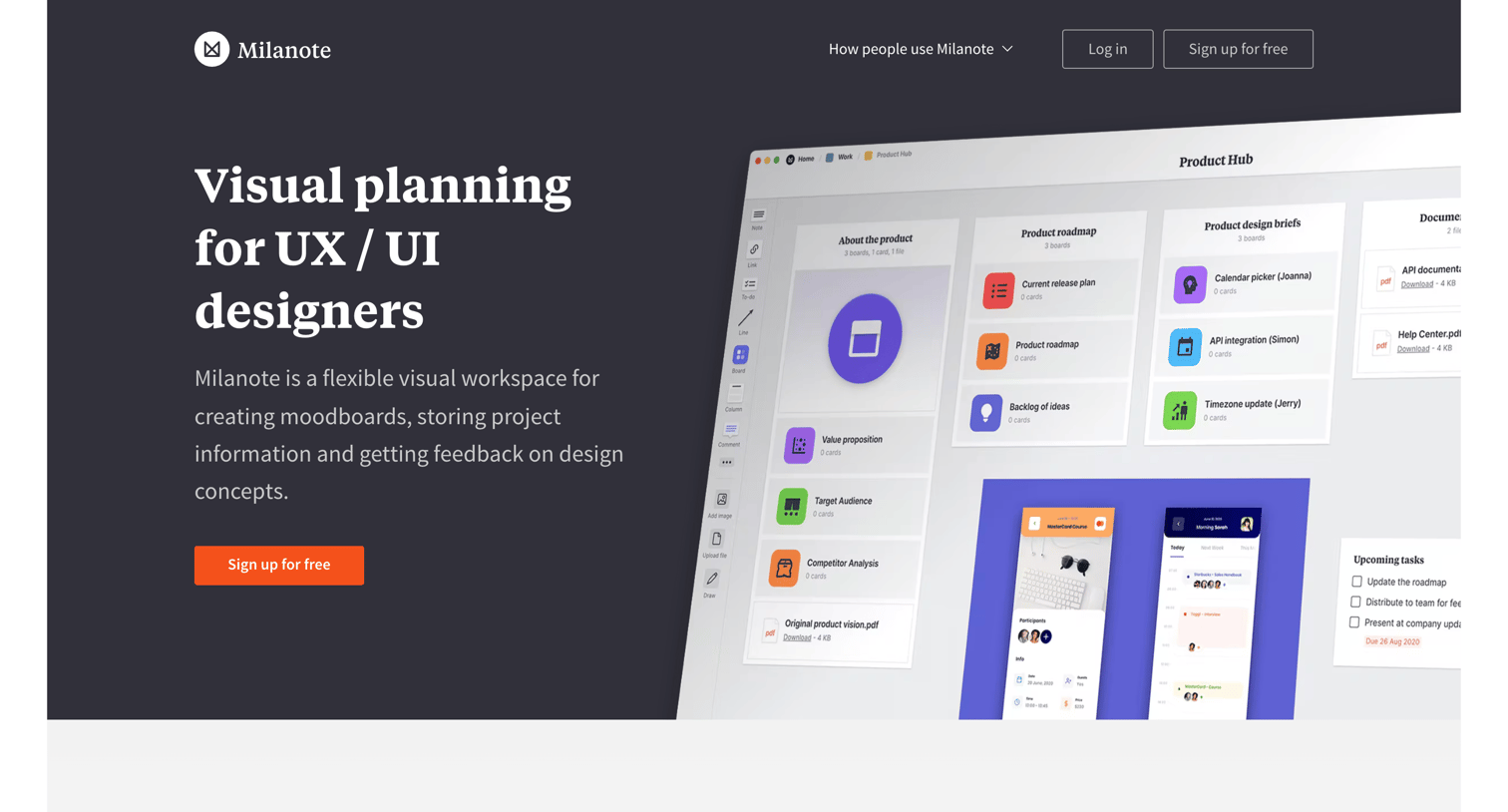 Milanote - Visual Workspace For UXUI Designers - Milanote screen