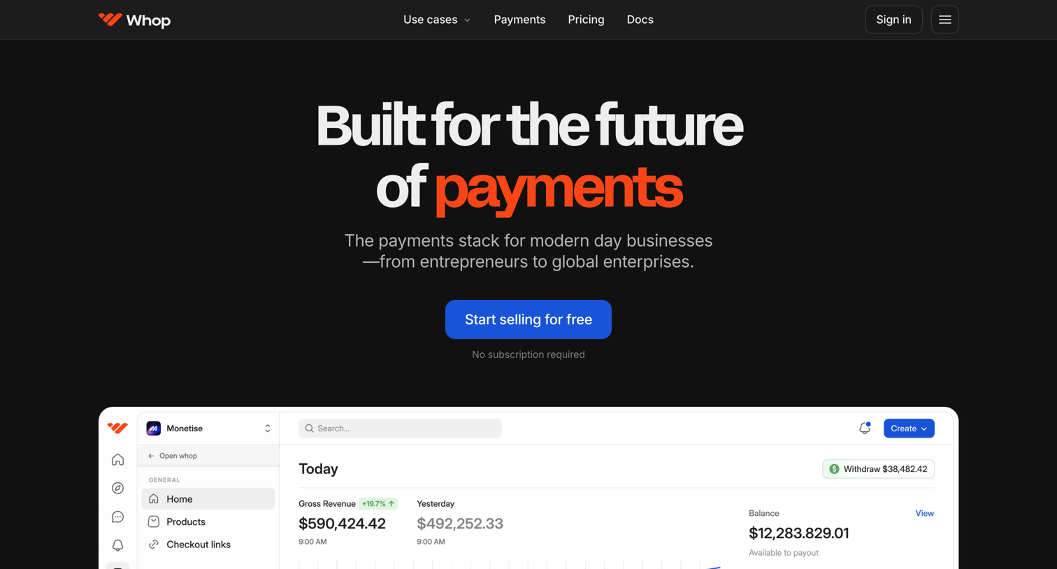 Whop - Whop Start a Business, Learn a New Skill, & Build a Network  Whop screen
