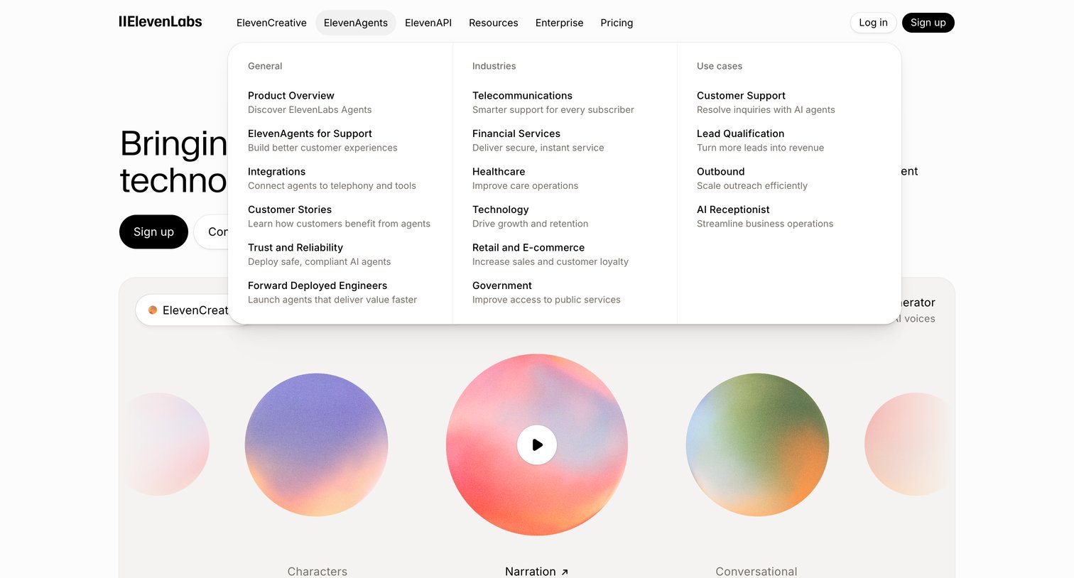 Elevenlabs - Free AI Voice Generator & Voice Agents Platform  ElevenLabs screen