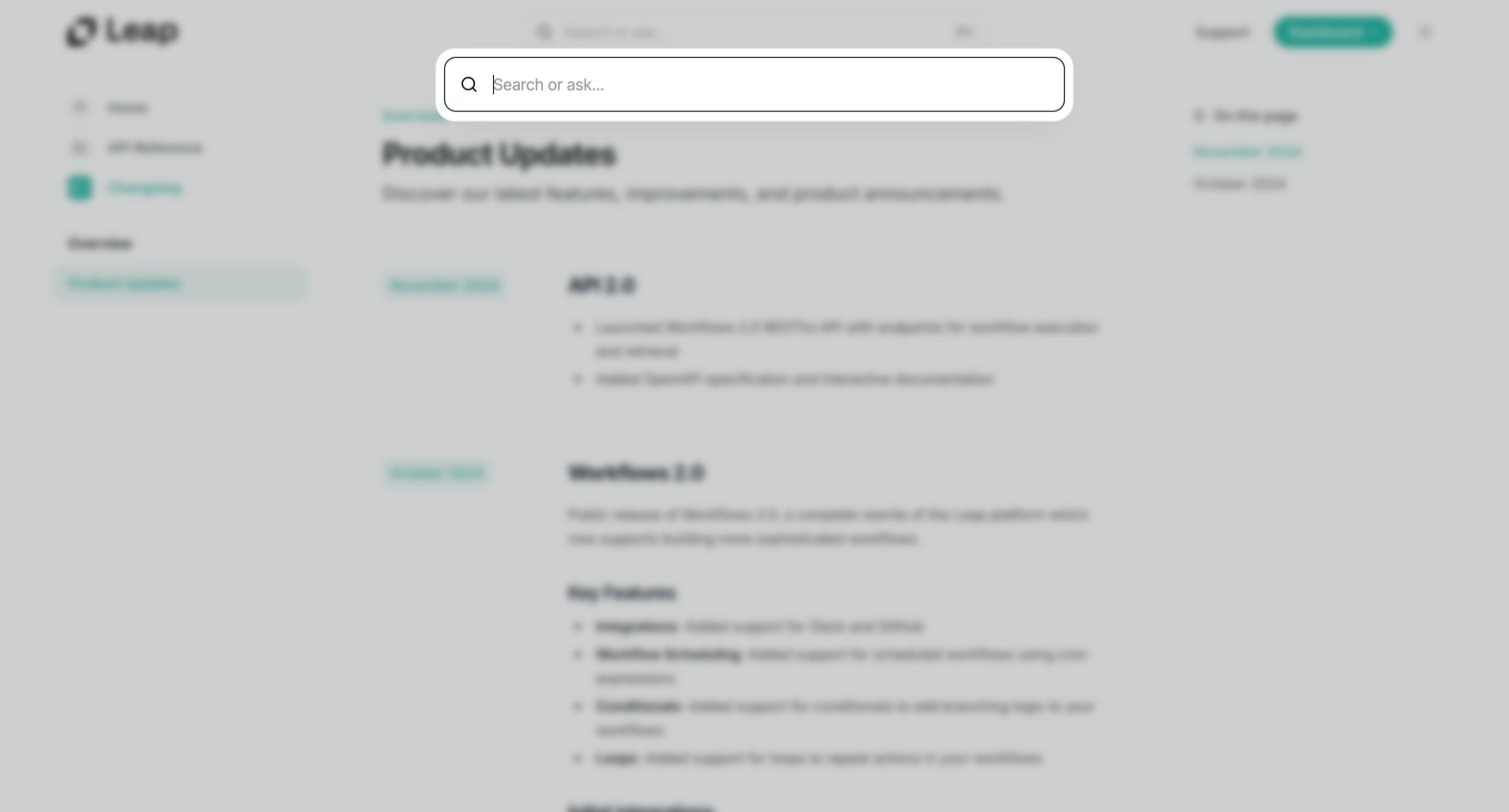 Leap - Product Updates - Leap AI screen