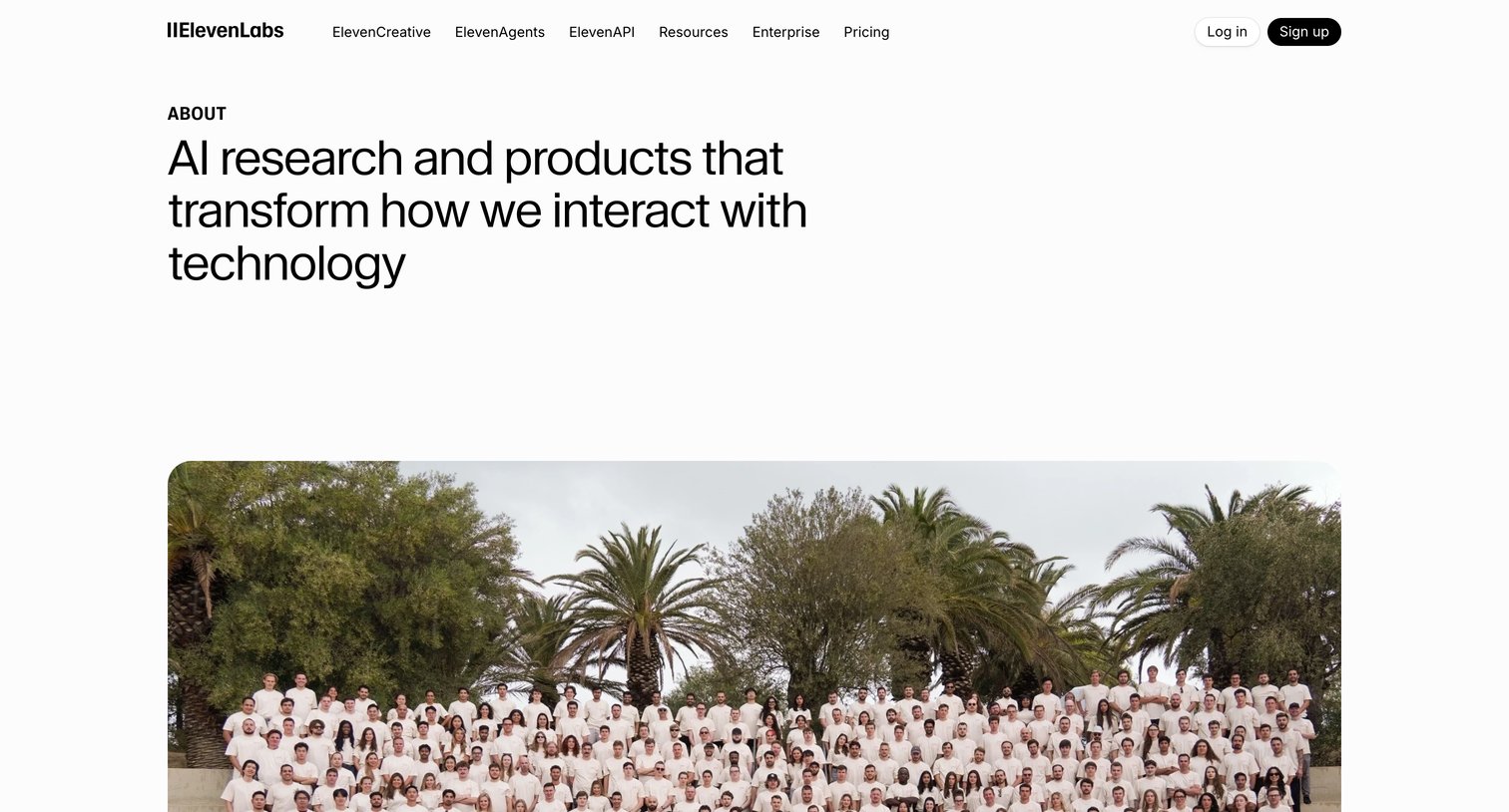 Elevenlabs - AI research and products that reimagine human-technology interaction screen