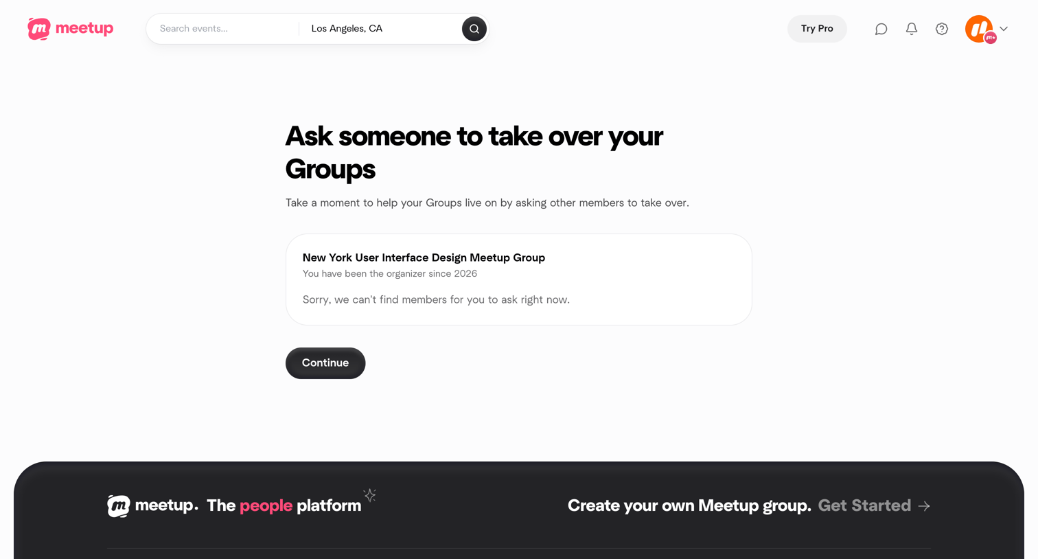 Meetup - Nominate | Meetup screen