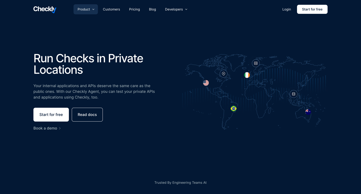 Checkly - Private Locations screen