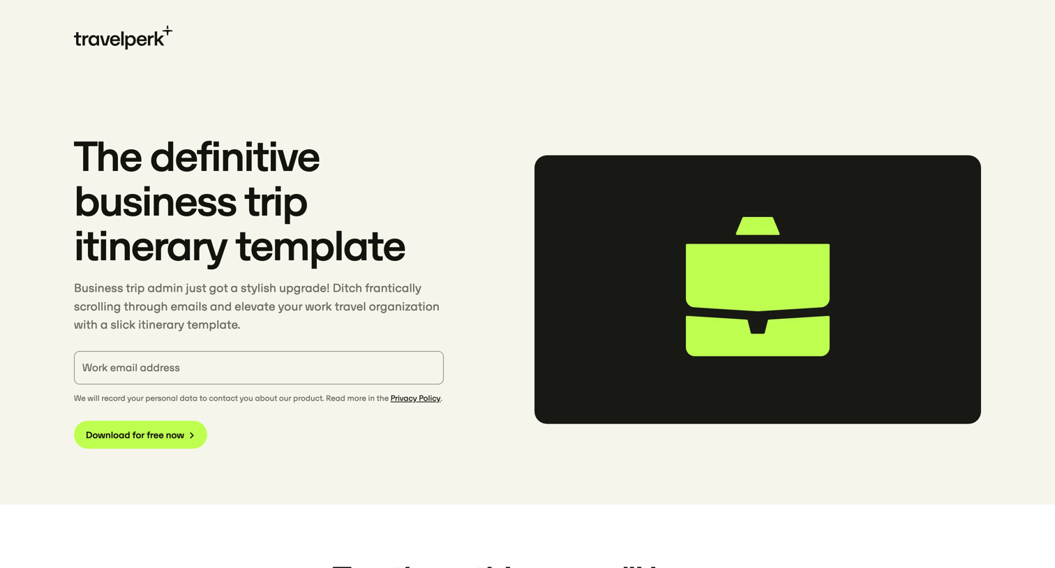 Business travel itinerary from Travelperk