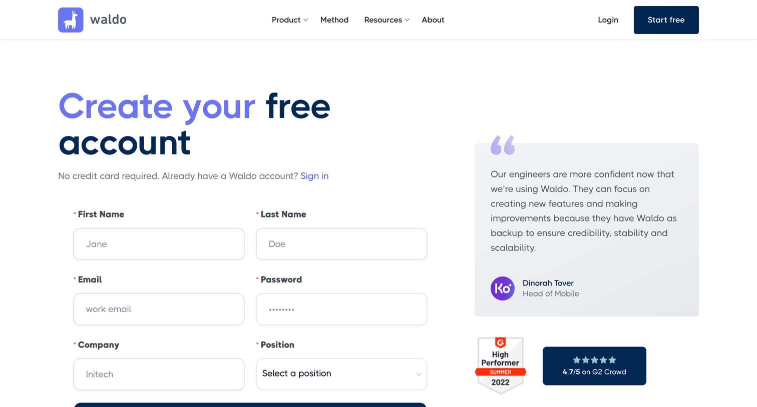 Waldo - Start your free trial | Waldo screen