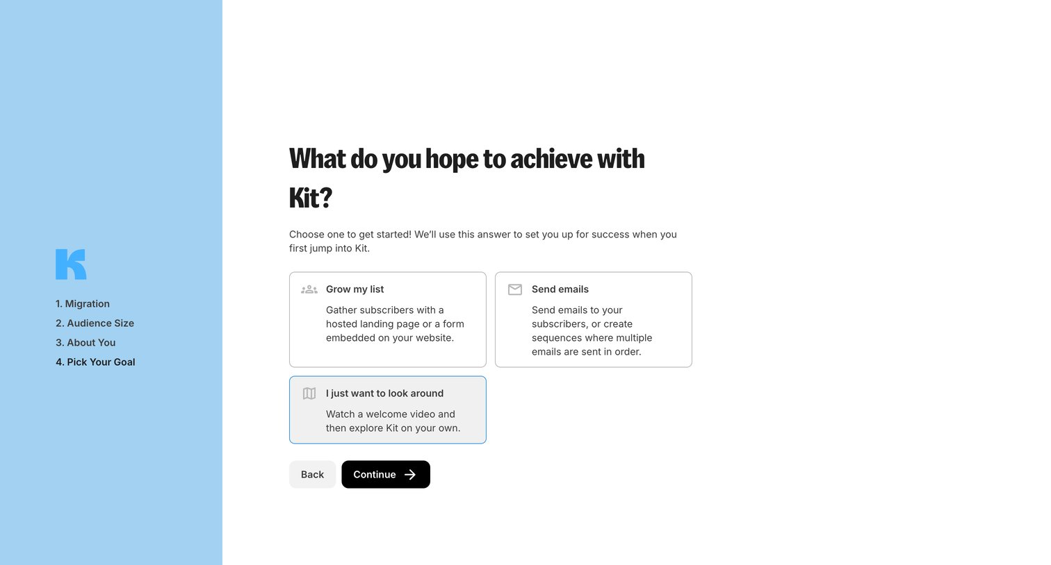 Kit - What do you hope to achieve with Kit - Kit screen